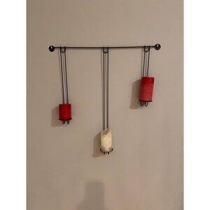 Metal Hanging 3 Three Candle Holder Decor Black